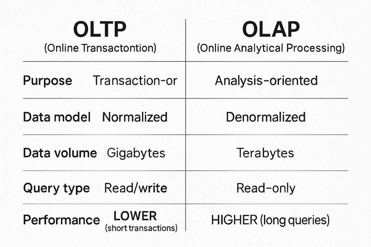 Figure 2.2. A comparison of OLTP and OLAP workloads.