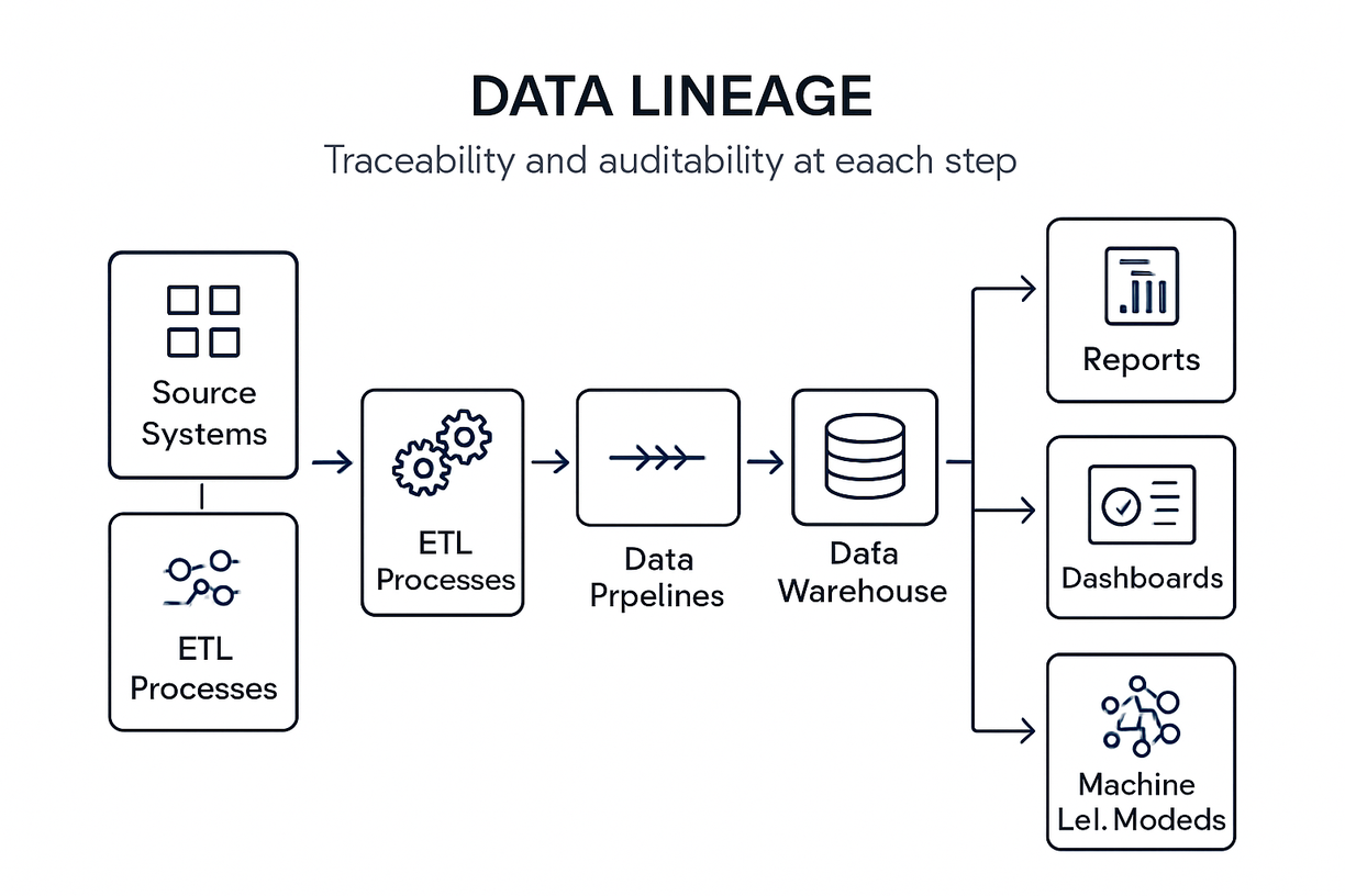 Figure 2.4. Data lineage from source systems through downstream transformations and consumers.